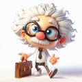 Funny cartoon of Einstein, the famous physicist with shaggy hair. AI generated