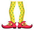 Funny cartoon elf legs. Christmas traditional symbol