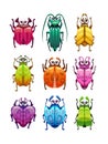 Funny cartoon fantasy bugs set.