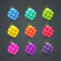 Funny cartoon fantasy fruits, unreal berries set