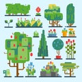 Funny cartoon fantasy shape tree set vector nature elements enviroment wood graphic illustration Royalty Free Stock Photo