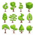 Funny cartoon fantasy shape tree set