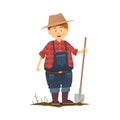 Funny cartoon farmer character.