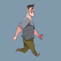 Funny cartoon fast paced smiling hefty man Royalty Free Stock Photo