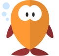 Funny cartoon fish. Flat icon