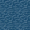 Funny cartoon fish skeletons seamless pattern