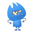 Funny cartoon fluffy blue monster alien creature character. Royalty Free Stock Photo