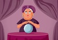 Funny Cartoon Fortune Teller with Magic Crystal Ball Royalty Free Stock Photo