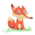 Funny cartoon fox character. Flat design Vector illustration. Royalty Free Stock Photo