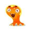 Funny cartoon friendly slimy monster. Cute bright jelly character vector Illustration