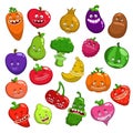 Funny cartoon fruits and vegetables characters Royalty Free Stock Photo