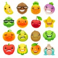 Funny Cartoon Fruits and Vegetables with Different Emotions Set2 Royalty Free Stock Photo