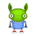 Funny Cartoon Green Alien. Vector