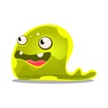 Funny cartoon green slimy monster. Cute jelly colorful character vector Illustration