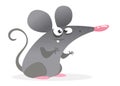 Funny cartoon grey mouse character. Vector illustration isolated.