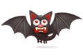 Funny cartoon halloween angry bat character.