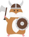 Funny cartoon hamster viking.