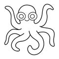 Funny cartoon hand-drawn octopus doodle stock vector illustration Royalty Free Stock Photo