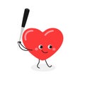 Funny cartoon heart character baseball player batter Royalty Free Stock Photo
