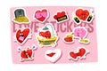 Funny cartoon heart character emotions set