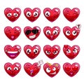 Funny cartoon heart character emotions set