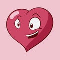 Funny cartoon heart character emotions, St Valentines vector icons, isolated