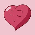 Funny cartoon heart character emotions, St Valentines vector icons, isolated