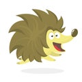 Funny cartoon hedgehog. Isolated on white background. Vector illustration.