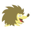 Funny cartoon hedgehog running. Isolated on white background. Vector illustration