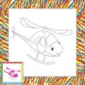 Funny cartoon helicopter. Coloring book for children