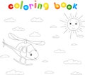 Funny cartoon helicopter. Coloring book for children