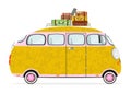 Funny cartoon hippie bus