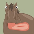 Funny cartoon horse showing tongue