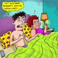 Funny cartoon, husband got nightmare dream.