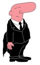 Funny Cartoon Illustration Butler, Waiter Tuxedo