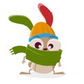 Funny cartoon illustration of a crazy rabbit with hat and scarf Royalty Free Stock Photo