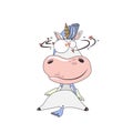 funny cartoon illustration of a crazy unicorn. Cute unicorn in love