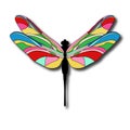 Funny cartoon illustration of dragonfly. Bright Dragonfly flutters.