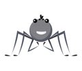 Funny cartoon insect isolated on white. Vector spider character. Happy animal. Colorful hand drawn illustration. Flat Royalty Free Stock Photo
