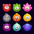 Funny cartoon jelly round characters set Royalty Free Stock Photo