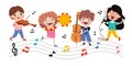 Funny Cartoon Kids Playing Music Royalty Free Stock Photo