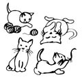 Funny cartoon kittens (set)