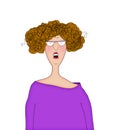 Funny Cartoon Lady With a Startled Expression