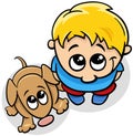 funny cartoon little boy character with his pet dog Royalty Free Stock Photo