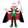 Funny cartoon little Dracula, boy wearing Halloween costume, vector illustration Royalty Free Stock Photo