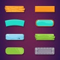 Funny cartoon long horizontal buttons set, vector assets for game or web design Royalty Free Stock Photo