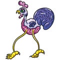 Funny Cartoon Long Legged Chicken Hen Rooster Character Illustration