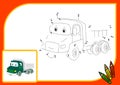 Funny cartoon lorry. Connect dots and get image. Educational gam