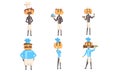 Funny Cartoon Male Chefs Characters Set, Cheerful Professional Cooks in Uniform Vector Illustration