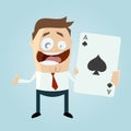 Funny cartoon man with big ace Royalty Free Stock Photo